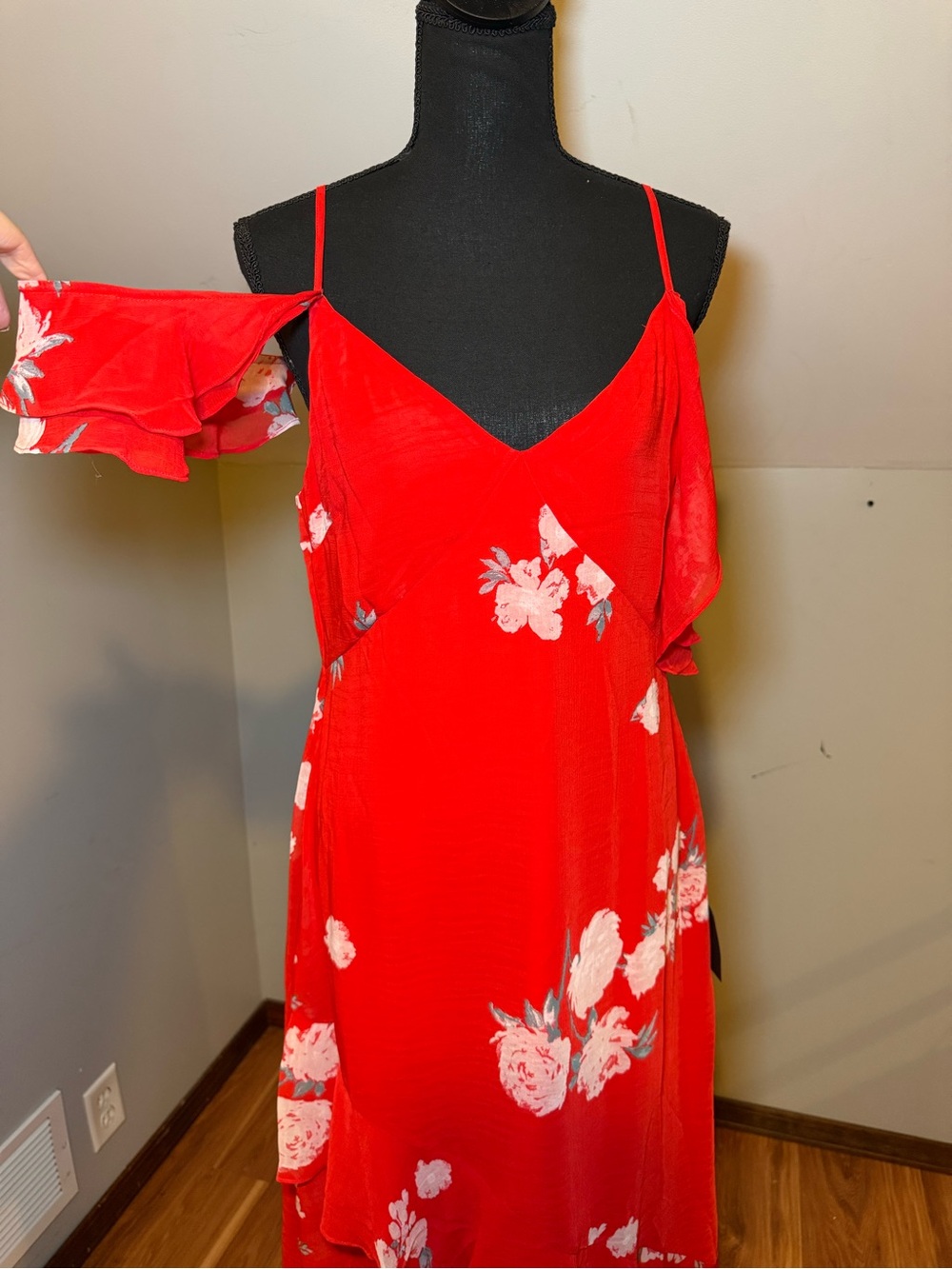 Lulu's Red Floral Ruffle High-Low Maxi Dress - Picture 3 of 9